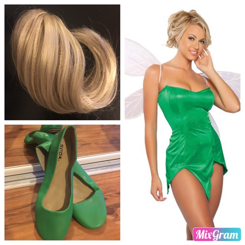Sexy fairy tinker bell tinkerbell costume & shoes